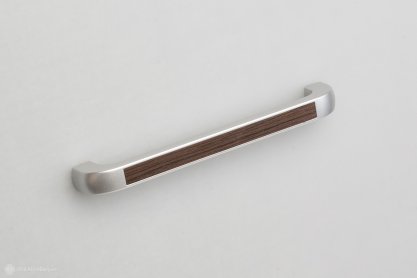 S146 мебельная ручка-скоба 128 мм сатин светлый со вставкой венге матовый