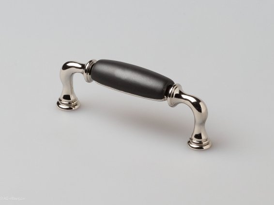 New Deco мебельная ручка-скоба 96 мм никель глянцевый и черная керамика