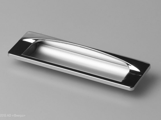 FR007 мебельная врезная ручка-раковина 128 мм хром глянцевый и сатин светлый